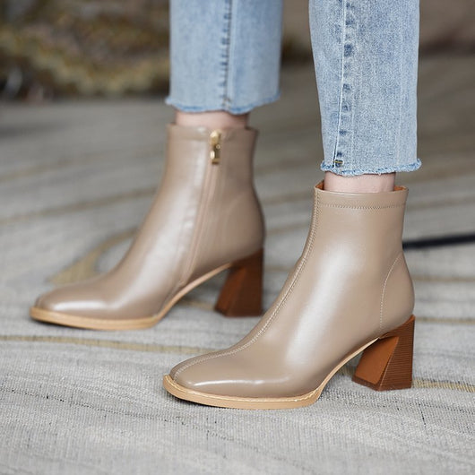 Botas Martin de Tacón Grueso con Cierre Lateral - Botines de Moda Cuadrada - Image 13