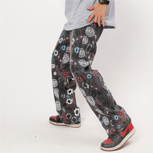Jeans Estampados con Diseño Floral Doodle para Hombre - Image 3