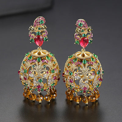 Aretes de Moda con Cristales de Colores Vibrantes
