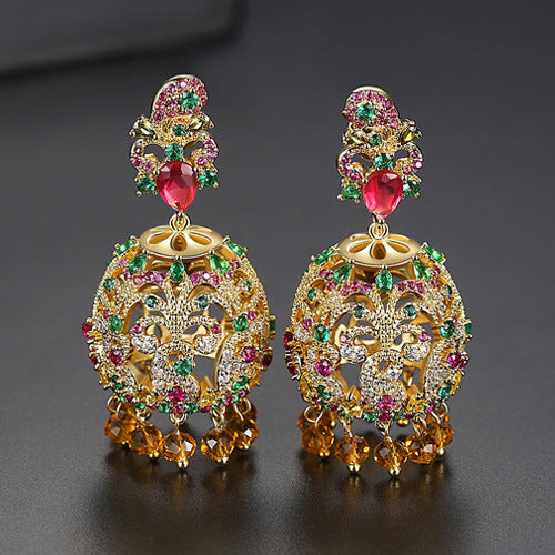 Aretes de Moda con Cristales de Colores Vibrantes