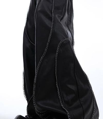 Pantalones Casuales de Cuero con Cadena Metalizada Vintage - Image 17