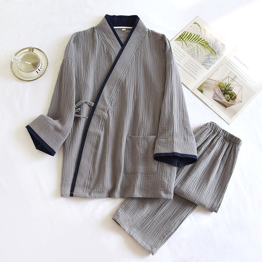 Pijama Kimono Hanfu de Algodón Puro para Hombre - Image 30