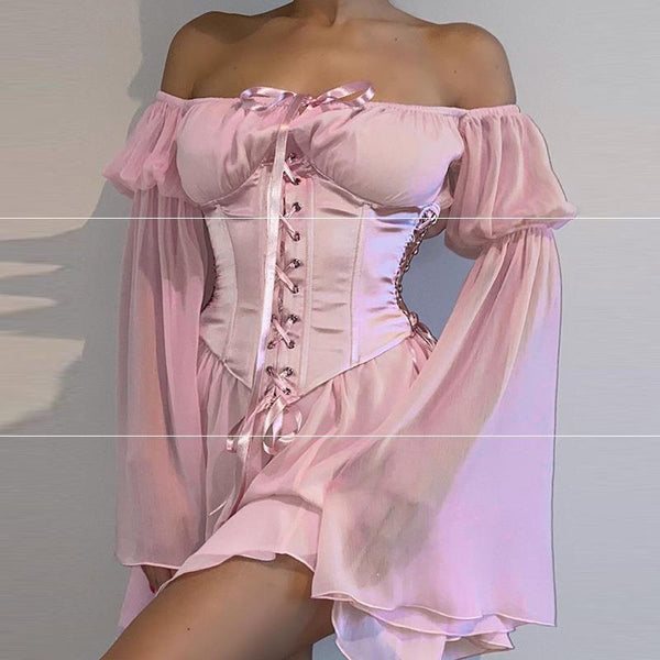 Vestido Asimétrico de Hombro Único con Falda Corta
