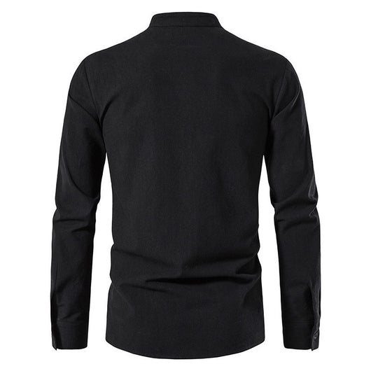 Camisa Cuello Mao Manga Larga Algodón y Lino - Image 24