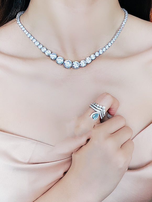 Collar de Plata 925 con Moissanita en Línea Completa para Mujer