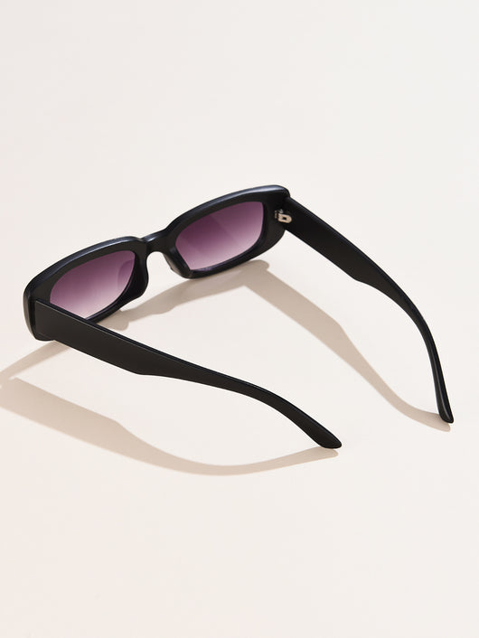 Rectangular tortoiseshell sunglasses with a small frame and dark gray lenses, angled on a white background. - Image 27