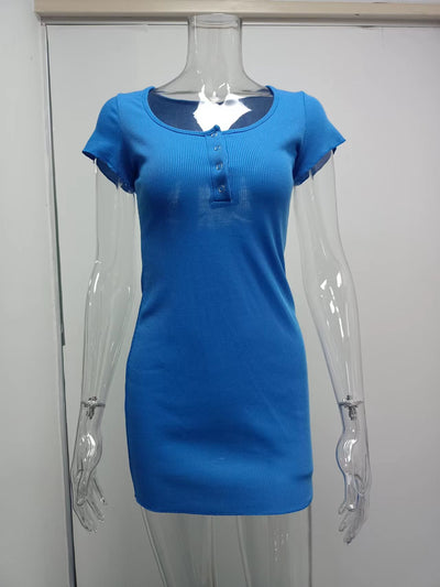Vestido Corto con Botones de Corte Cadera - Estilo Europeo y Americano - Image 62