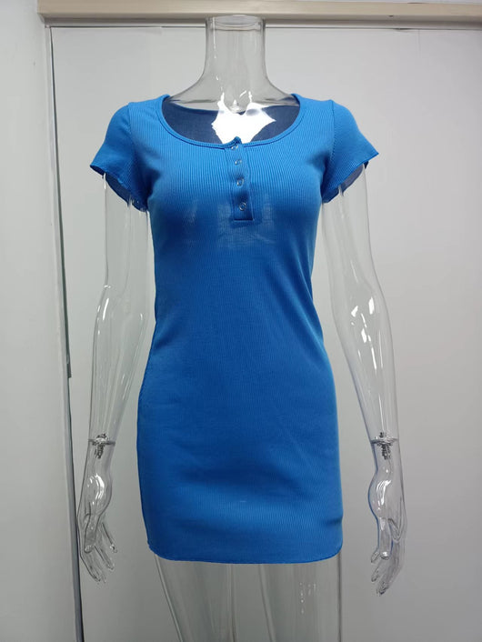 Vestido Corto con Botones de Corte Cadera - Estilo Europeo y Americano - Image 62