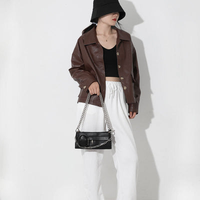 Bolso Bandolera Cuadrado con Cadena - Estilo Minimalista Axila - Image 14