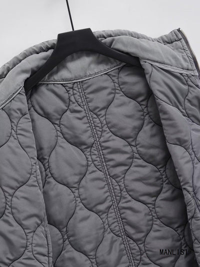 Chaleco Casual de Algodón Gris para Mujer con Cuello de Pie - Image 4