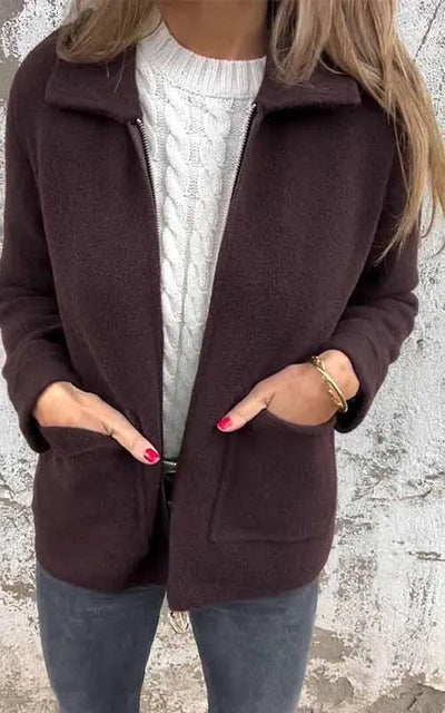 Chaqueta Solapa con Cierre y Bolsillos para Mujer - Abrigo Versátil Otoño Invierno - Image 11