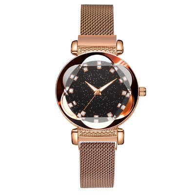 Reloj Digital Luminoso para Dama con Malla Milanesa y Diseño Diamond Starry Sky - Image 9