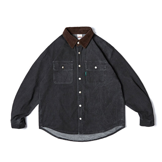 Camisa de Manga Larga Contraste Lavado Vintage para Hombre - Image 2