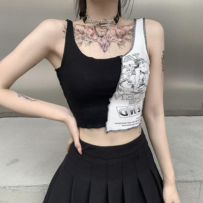 Musculosa Mujer Estilo Urbano con Estampado Patchwork - Image 2