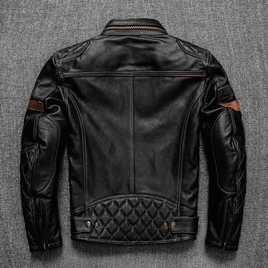 Chaqueta de Cuero Genuino para Motociclista - Cuello Tipo Aviador - Image 2