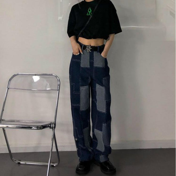 Jeans Oversize Cuadrille para Talla Grande con Doble Botonadura