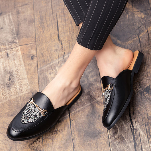 Pantuflas de Cuero Cerradas con Bordado - Zapatos Casuales de Moda para Hombre - Image 11