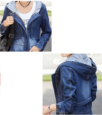 Chaqueta Denim Hoodie de Manga Larga para Mujer - Image 12