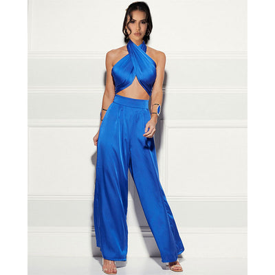 Traje Ejecutivo Mujer con Escote Envolvente y Pantalón Ancho - Image 12