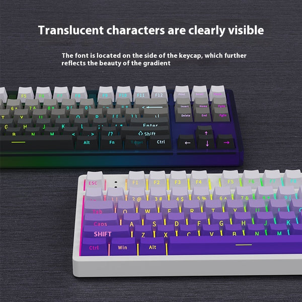 Teclado Mecánico Transparente con Degradado de Rubor y Grabado Lateral