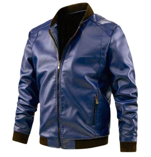 Chaqueta de Cuero Motociclista Estilo Europeo y Americano para Hombre