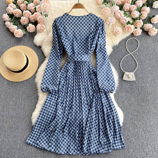 Vestido Falda Escocesa Ajustada Estilo Palacio con Mangas Abullonadas - Image 9