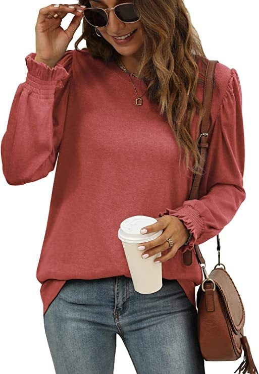 Blusa Elegante con Cuello Redondo y Mangas Abullonadas para Mujer - Image 17