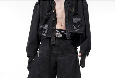 Pantalón Cropped Holgado con Doble Cintura y Costuras Lavadas para Hombre - Image 8