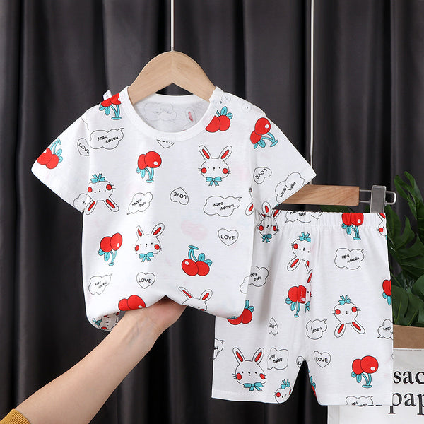 Conjunto de Dos Piezas en Algodón con Mangas Cortas para Niños y Niñas