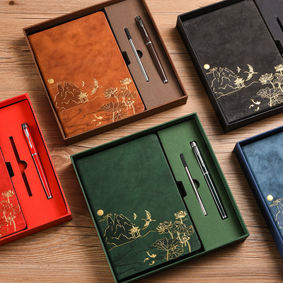 Set de Cuaderno A5 Estilo Chino Vintage para Negocios y Oficina en Caja de Regalo - Image 2