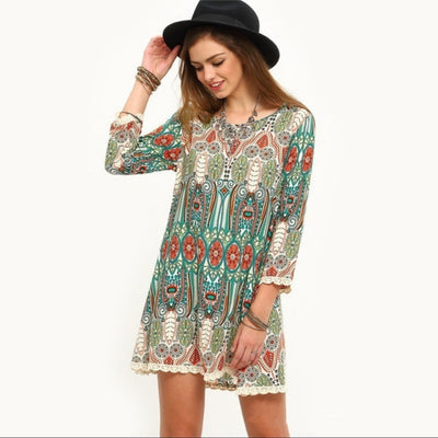 Vestido de Estilo Nacional con Manga de Nueve Puntos para Mujer