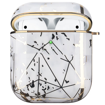 Funda Protectora para AirPods con Diseño Mármol Blanco y Acabado Dorado - Image 18