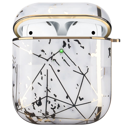 Funda Protectora para AirPods con Diseño Mármol Blanco y Acabado Dorado - Image 18