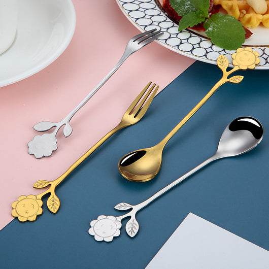 Cucharilla de Acero Inoxidable Estilo Japonés con Diseño Girasol - Image 16