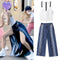 Conjunto Retro Tank Top y Jeans Acampanados