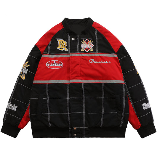 Chaqueta Suelta de Algodón con Contraste de Colores para Hombre - Image 3