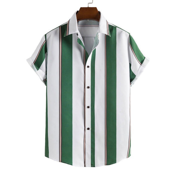 Camisa Casual de Rayas para Hombre - Manga Corta