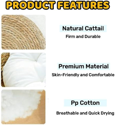 Cama Tejida para Gatos con Cojín Suave - Casa de Paja Ecológica Hecha a Mano - Image 8