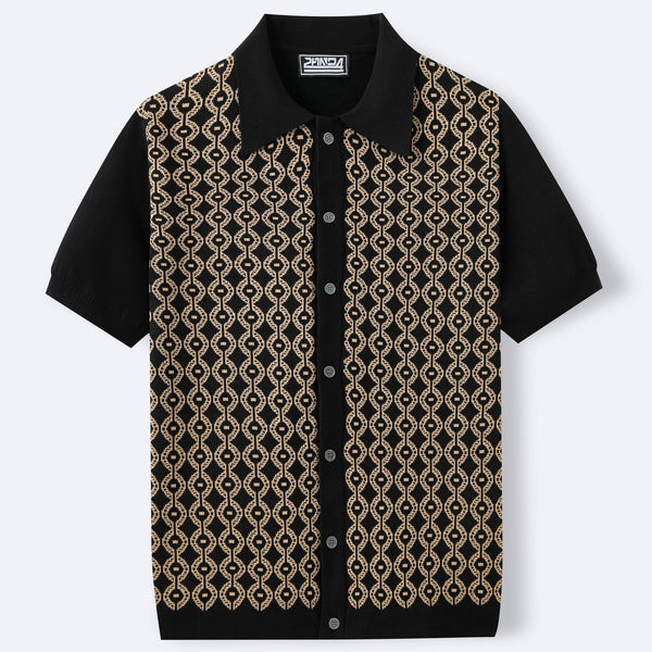 Cardigan Jacquard de Lino Tencel Manga Corta para Hombre