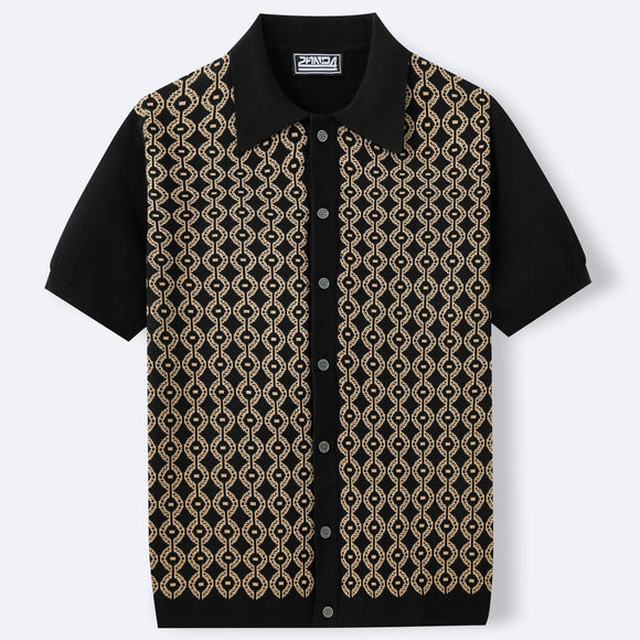 Cardigan Jacquard de Lino Tencel Manga Corta para Hombre
