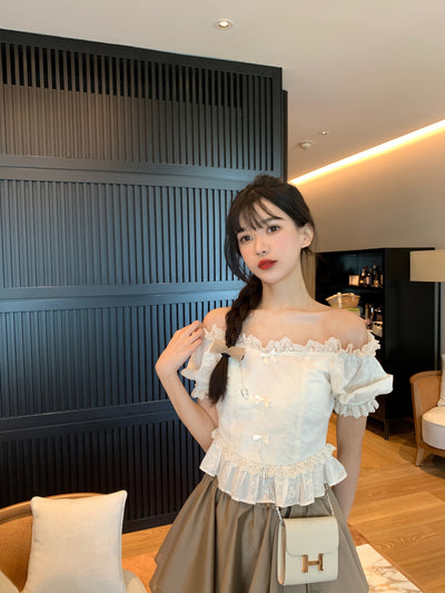 Blusa Elegante con Lazo Bordado y Encaje - Manga Corta Verano - Image 13