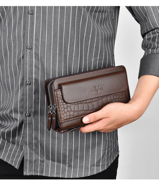 Cartera Retro para Hombre con Doble Cierre y Múltiples Compartimentos - Image 8