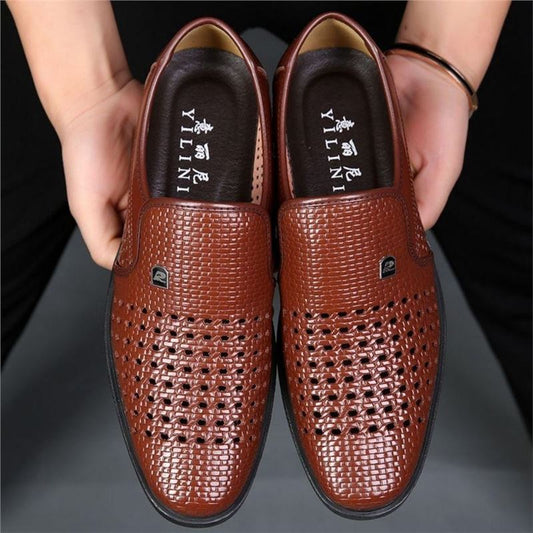 Sandalias de Cuero Transpirables con Diseño Calado para Hombre