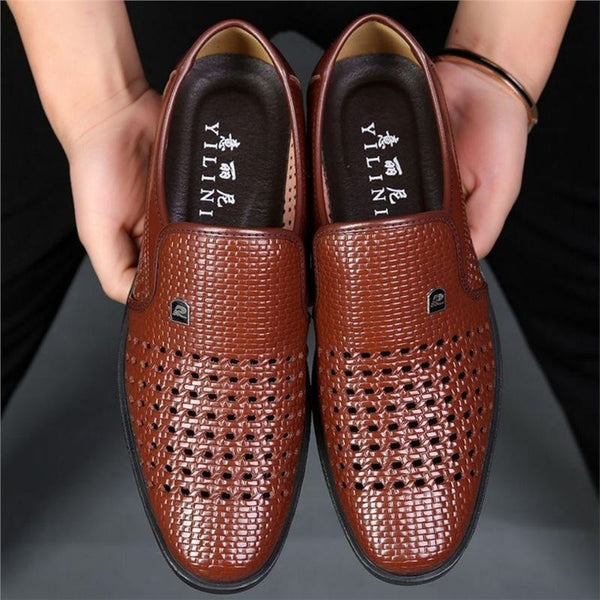 Sandalias de Cuero Transpirables con Diseño Calado para Hombre