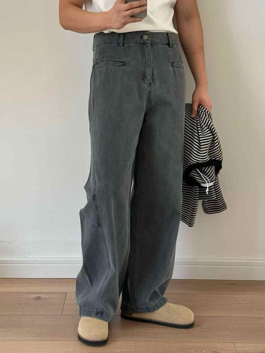 Pantalones Casuales Plisados con Corte 3D - Jeans Versátiles Blancos - Image 6