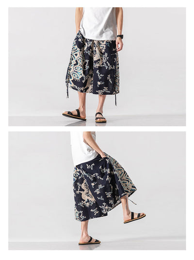 Pantalones Cortos Holgados Estilo Chino con Estampado Floral y Elefante - Image 20