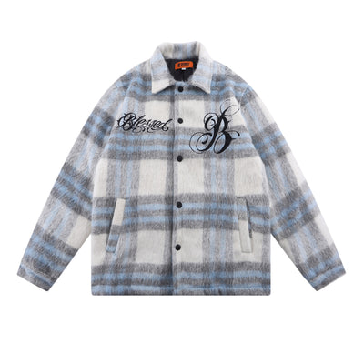 Chamarra Camisera Bordada a Rayas para Parejas - Otoño e Invierno - Image 6