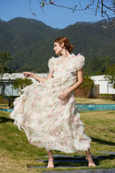 Vestido Elegante sin Mangas con Cuello Tortuga y Falda Tableada Bordada - Image 44