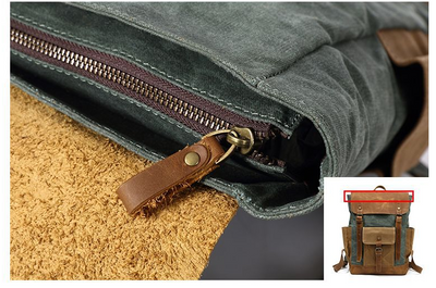 Mochila de Viaje Cuero Crazy Horse Lona para Hombre - Image 9