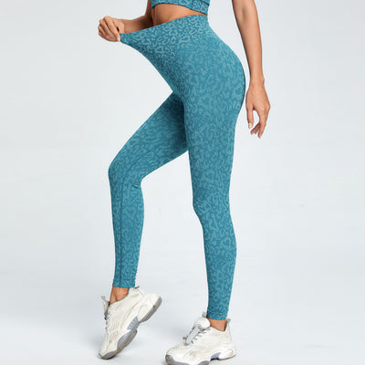 Pantalones Yoga Mujer Estampado Leopardo Cintura Alta Secado Rápido Ajuste Cadera Melocotón - Image 9